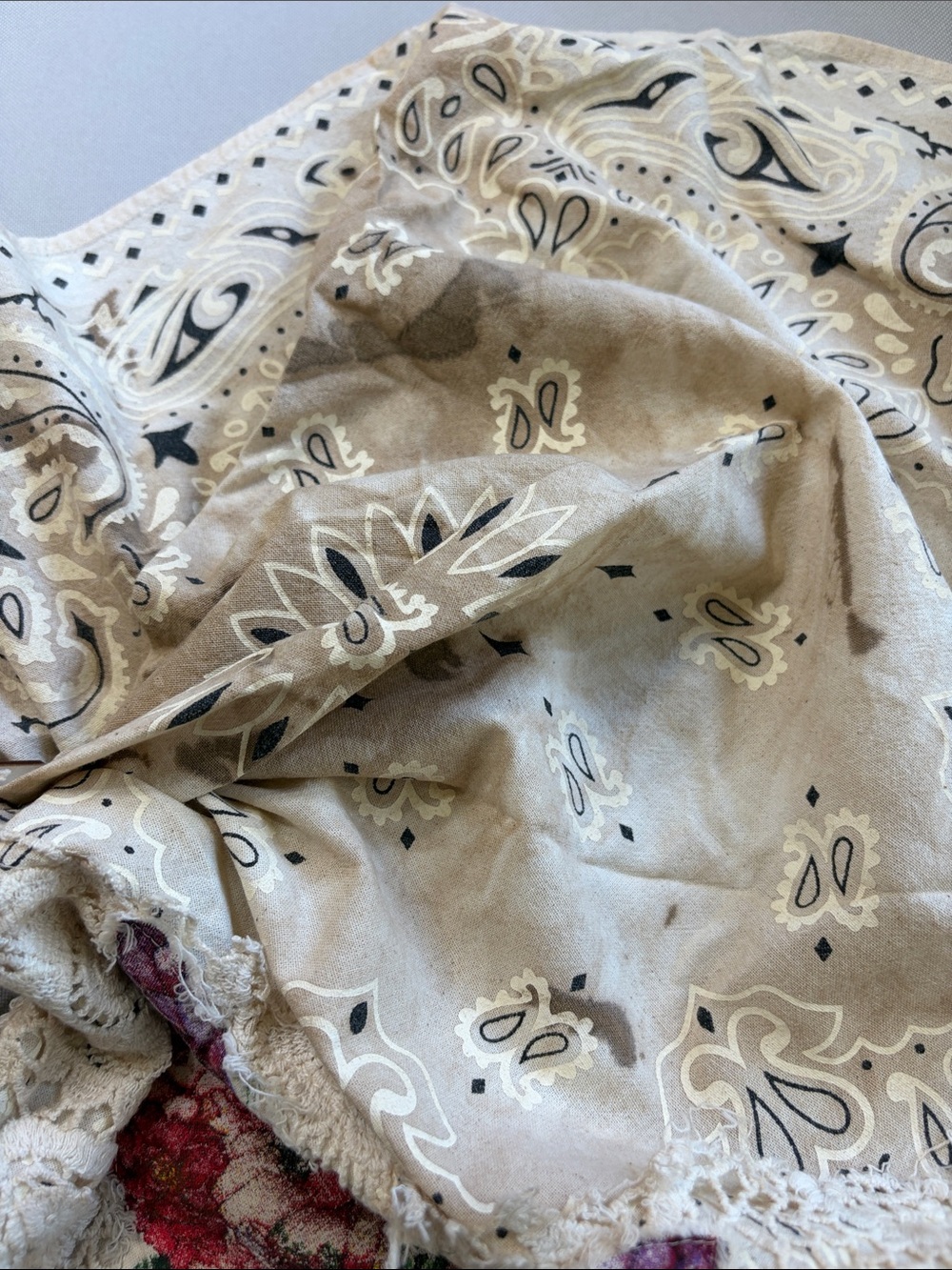 NWT Vintage Lace Hand Painted Butterfly Bandana Scarf Cream Pink A Rare Bird - Picture 7 of 7